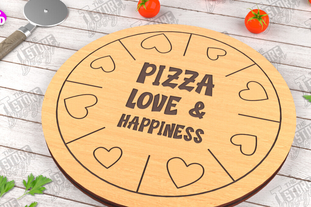 Σετ των 2 Intra απο ξύλο plywood 3mm-4mm πάχος – Pizza Board | Χαραγμένη σανίδα κοπής Δίασταση  20x20 cm INTRAFABR-115954073