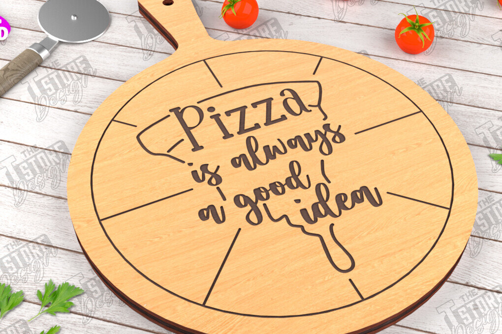 Σετ των 2 Intra απο ξύλο plywood 3mm-4mm πάχος – Pizza Board | Χαραγμένη σανίδα κοπής Δίασταση  20x20 cm INTRAFABR-115954043