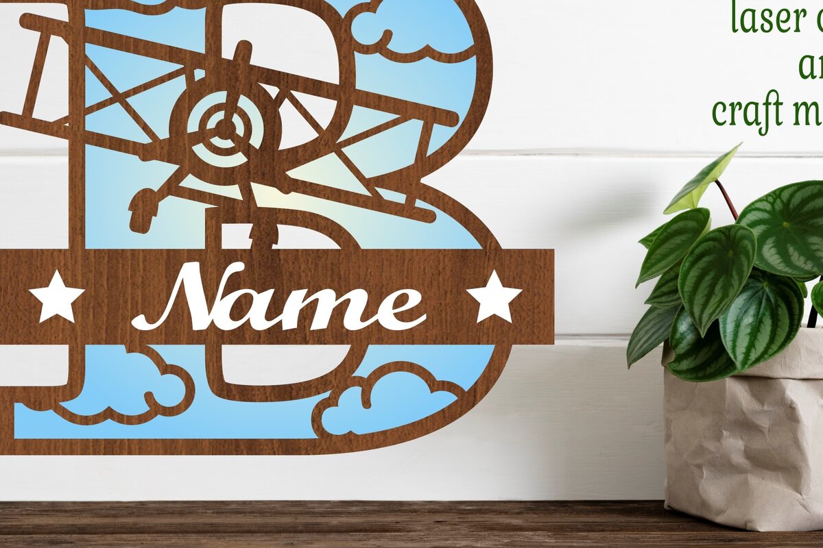 Σετ των 2 Intra απο ξύλο plywood 3mm-4mm πάχος – Επίπεδο κεφαλαίο μονόγραμμα Γράμμα B Αποκοπή Δίασταση  20x20 cm INTRAFABR-74294358