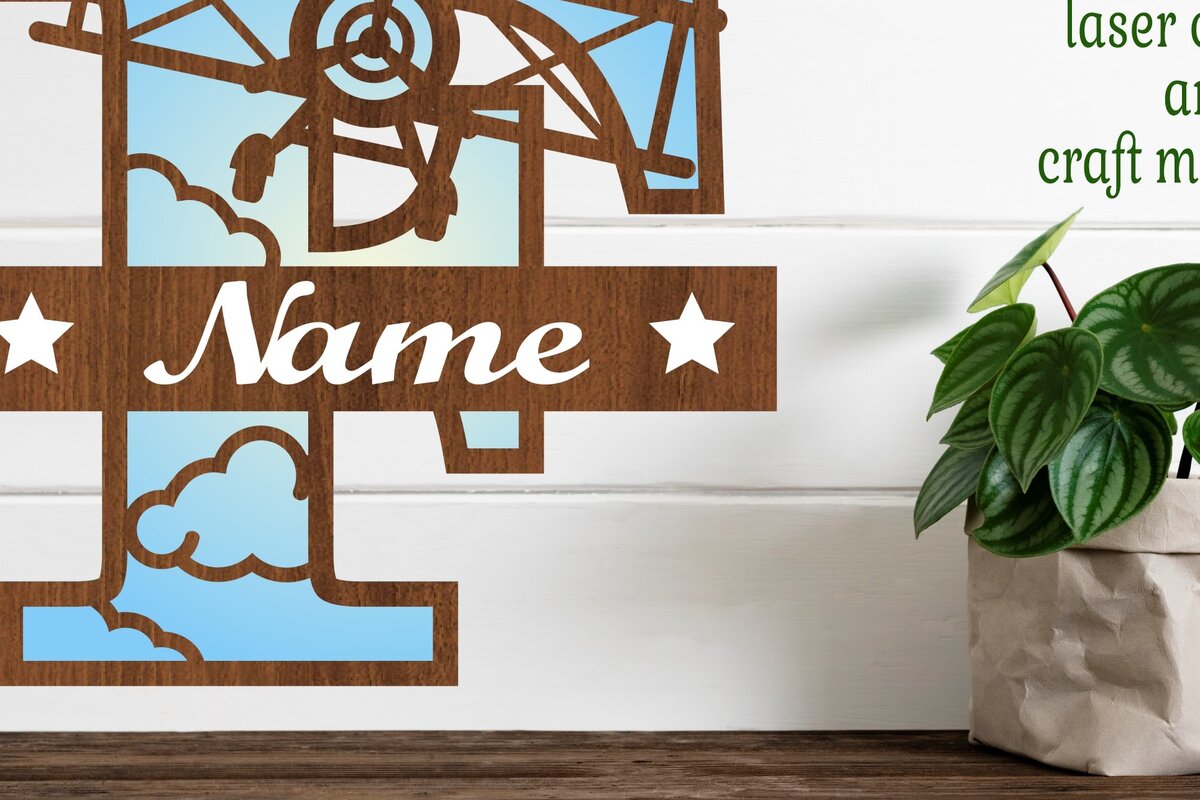 Σετ των 2 Intra απο ξύλο plywood 3mm-4mm πάχος – Αεροπλάνο κεφαλαίο μονόγραμμα Γράμμα F Αποκοπή Δίασταση  20x20 cm INTRAFABR-74294443