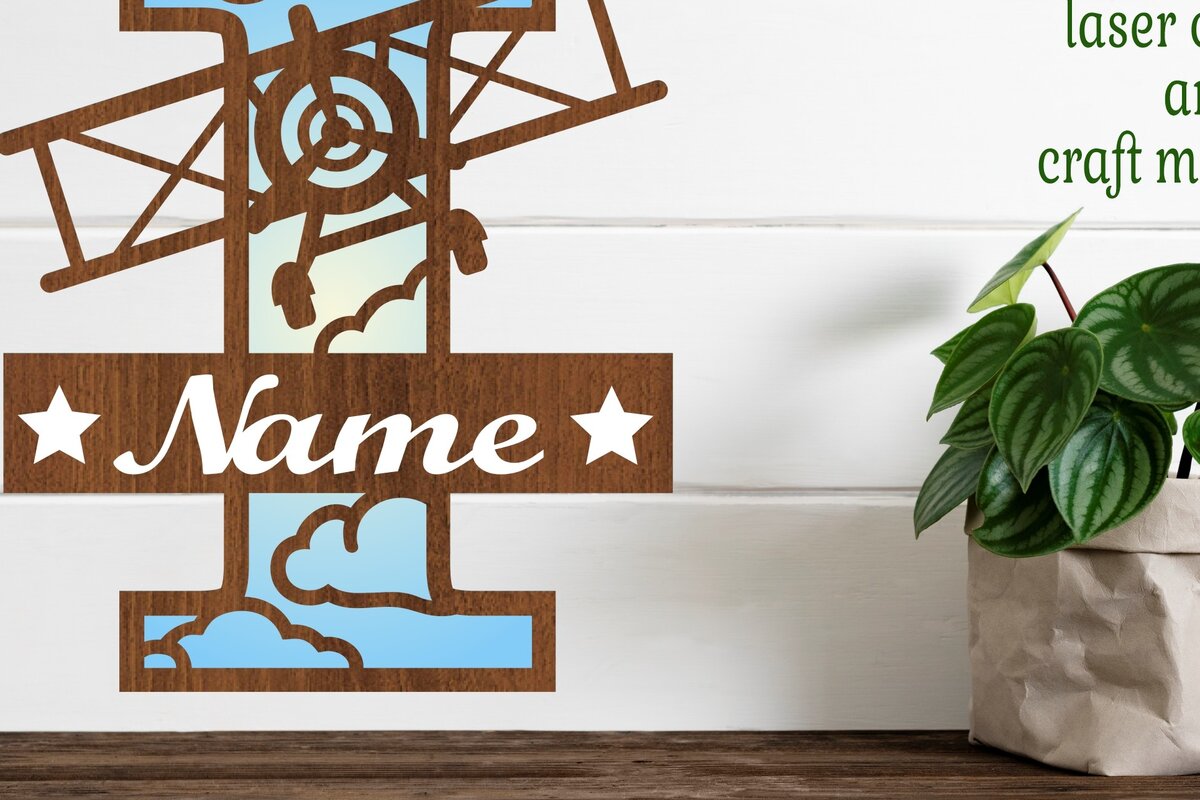 Σετ των 2 Intra απο ξύλο plywood 3mm-4mm πάχος – Αεροπλάνο κεφαλαίο μονόγραμμα Γράμμα I Αποκοπή Δίασταση  20x20 cm INTRAFABR-74294530