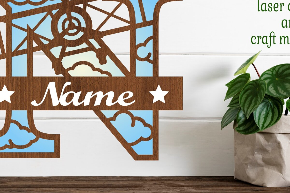 Σετ των 2 Intra απο ξύλο plywood 3mm-4mm πάχος – Επίπεδο κεφαλαίο μονόγραμμα Γράμμα N Αποκοπή Δίασταση  20x20 cm INTRAFABR-74294656