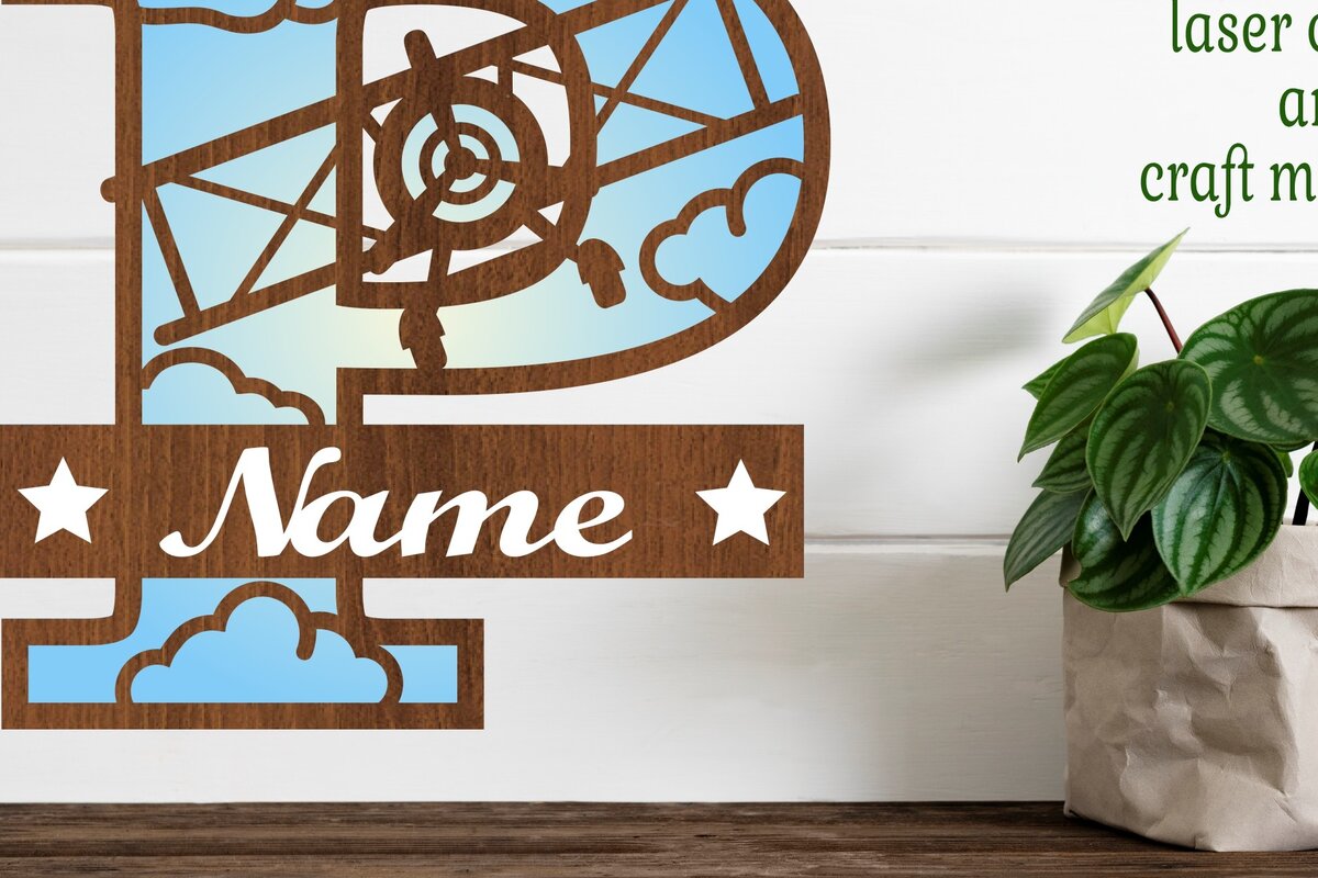 Σετ των 2 Intra απο ξύλο plywood 3mm-4mm πάχος – Επίπεδο κεφαλαίο μονόγραμμα Γράμμα P Αποκοπή Δίασταση  20x20 cm INTRAFABR-74294711