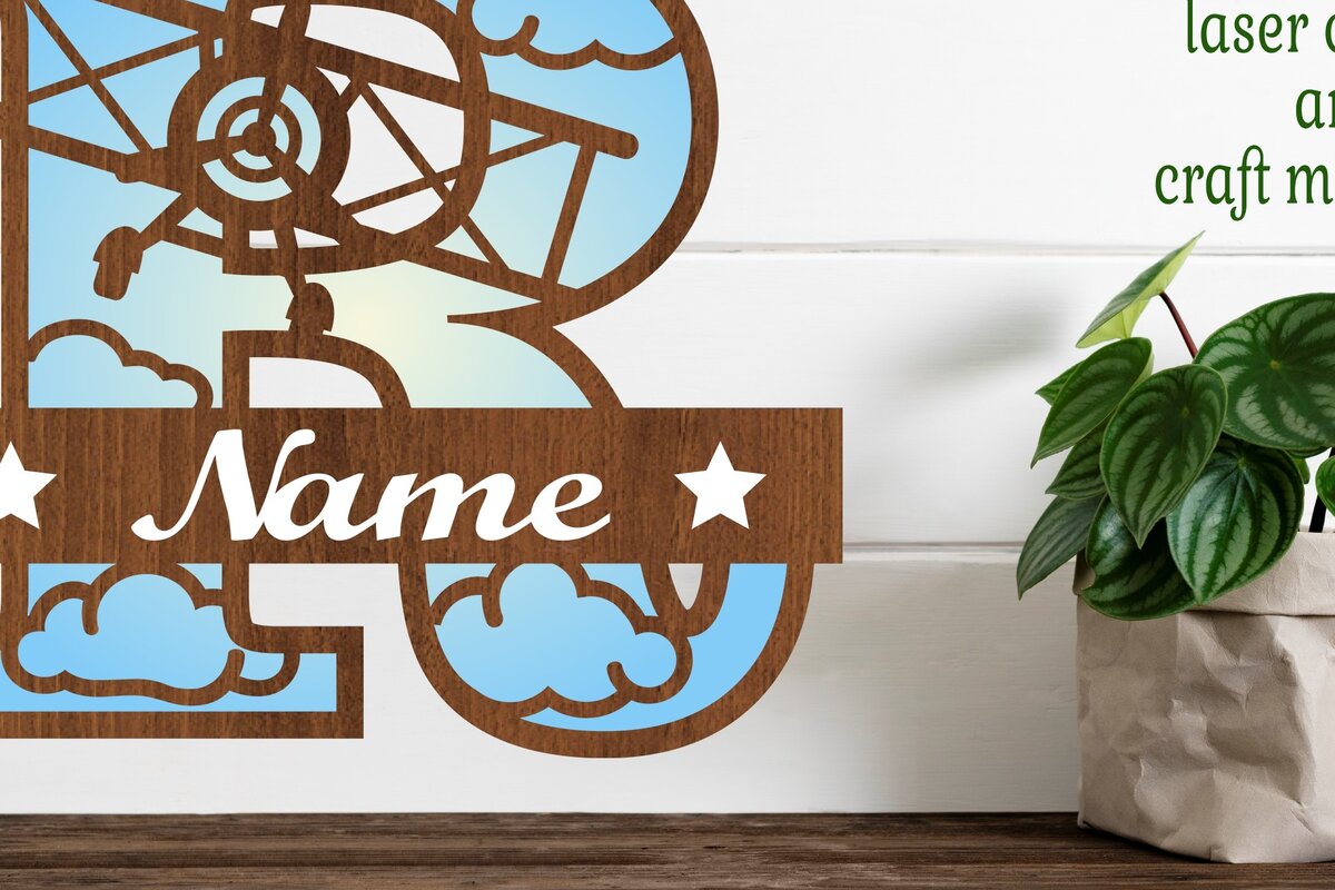 Σετ των 2 Intra απο ξύλο plywood 3mm-4mm πάχος – Επίπεδο κεφαλαίο μονόγραμμα Γράμμα R Αποκοπή Δίασταση  20x20 cm INTRAFABR-74294753