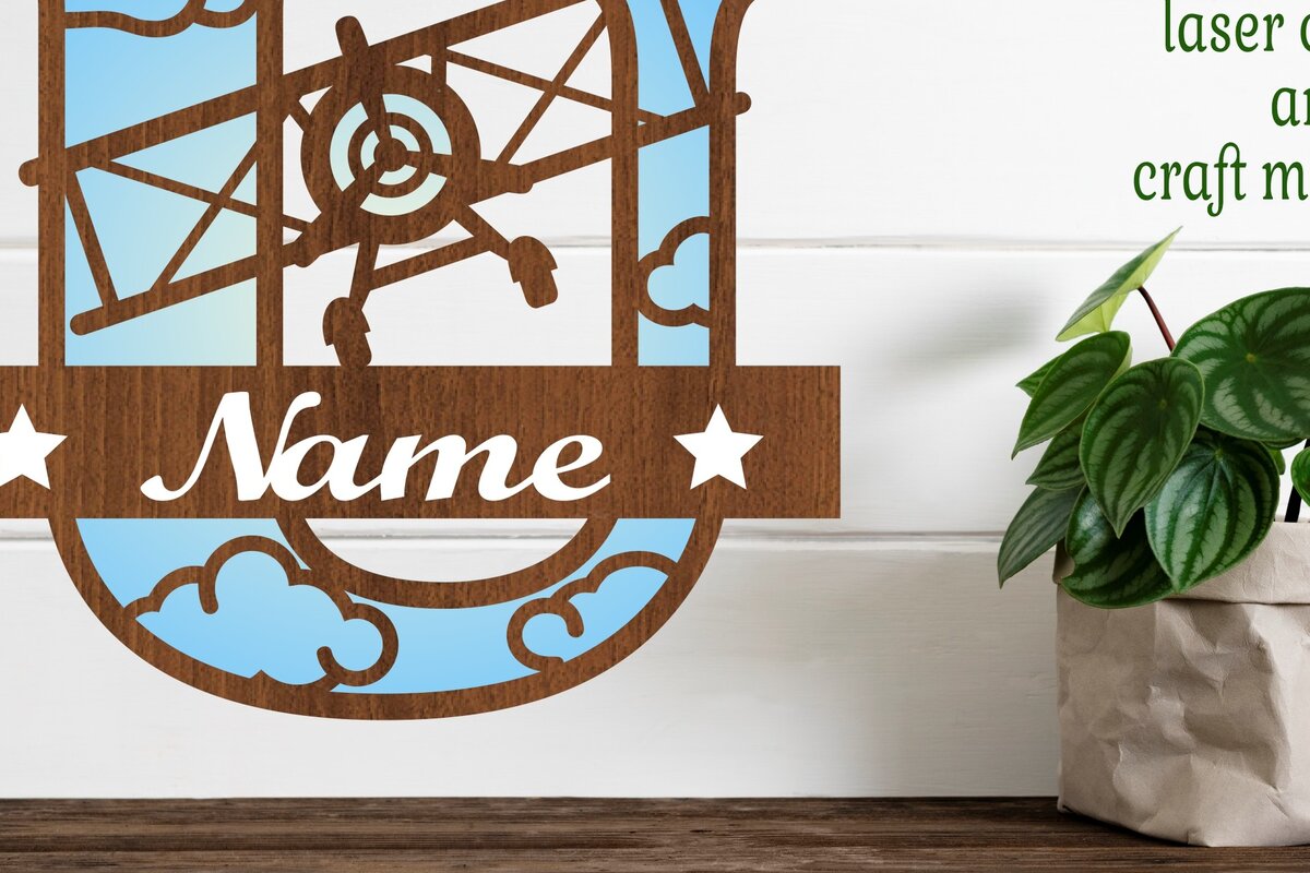 Σετ των 2 Intra απο ξύλο plywood 3mm-4mm πάχος – Αεροπλάνο κεφαλαίο μονόγραμμα Γράμμα U Cut Δίασταση  20x20 cm INTRAFABR-74294849