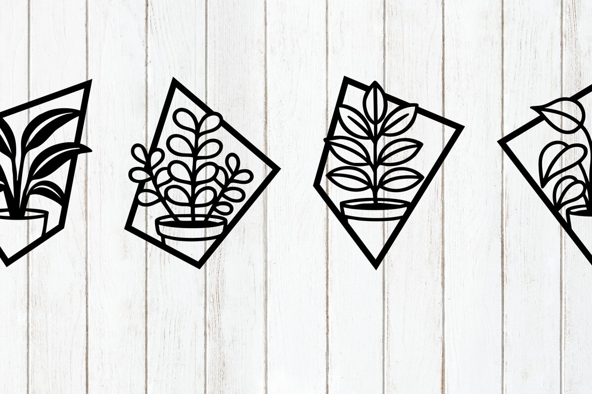 Σετ των 2 Intra απο ξύλο plywood 3mm-4mm πάχος – Φυτικό ντεκόρ σε γεωμετρικά πλαίσια Δίασταση  20x20 cm INTRAFABR-124578658