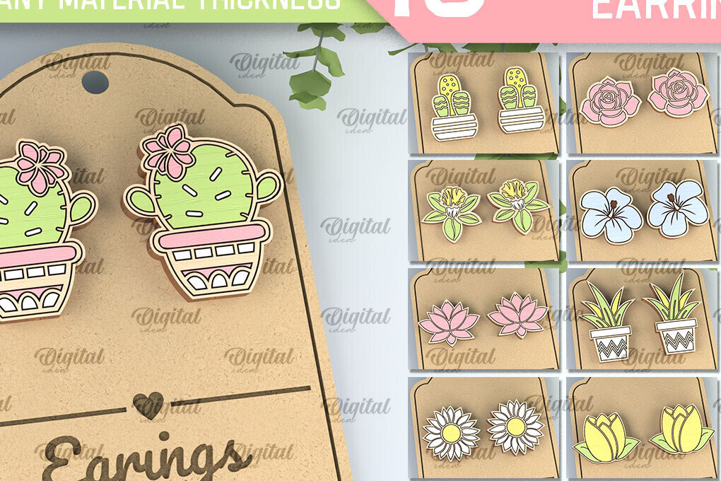 Σετ των 3 Intra απο ξύλο plywood 3mm-4mm πάχος – Φυτικά σκουλαρίκια Δέσμη κοπής με λέιζερ Δίασταση  5x5 cm INTRAFABR-92703714