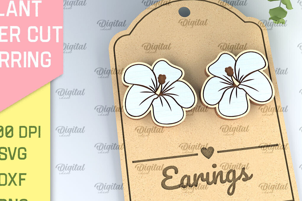 Σετ των 3 Intra απο ξύλο plywood 3mm-4mm πάχος – Φυτά σκουλαρίκια. Λουλούδι Δίασταση  5x5 cm INTRAFABR-92702207