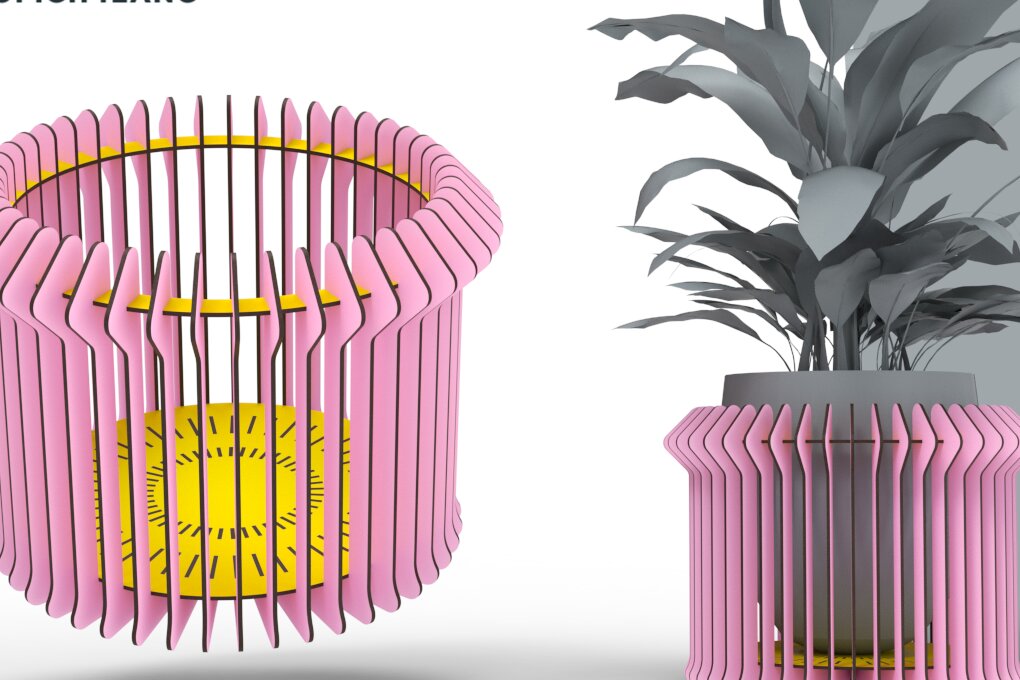 Σετ των 2 Intra απο ξύλο plywood 3mm-4mm πάχος – Κάλυμμα γλάστρας φυτών | Αρχείο κοπής με λέιζερ | Δίασταση  20x20 cm INTRAFABR-88021267