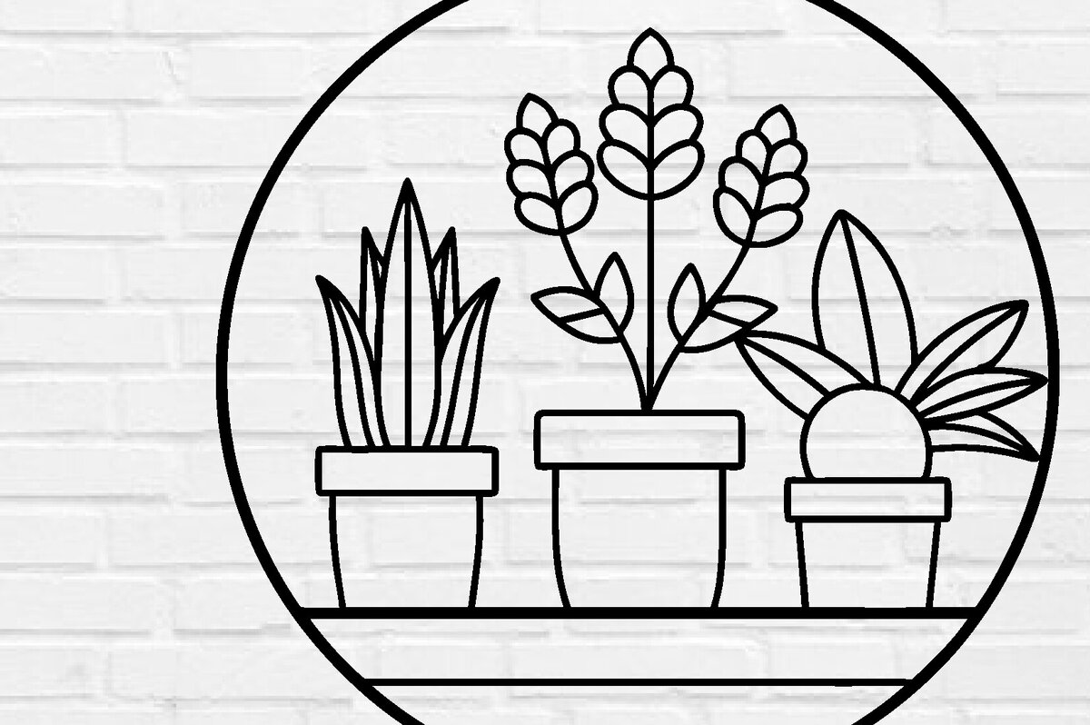 Σετ των 2 Intra απο ξύλο plywood 3mm-4mm πάχος – Φυτό Στρογγυλό Τοίχο Τέχνης Κοπή Αρχείο λέιζερ Δίασταση  20x20 cm INTRAFABR-100953332