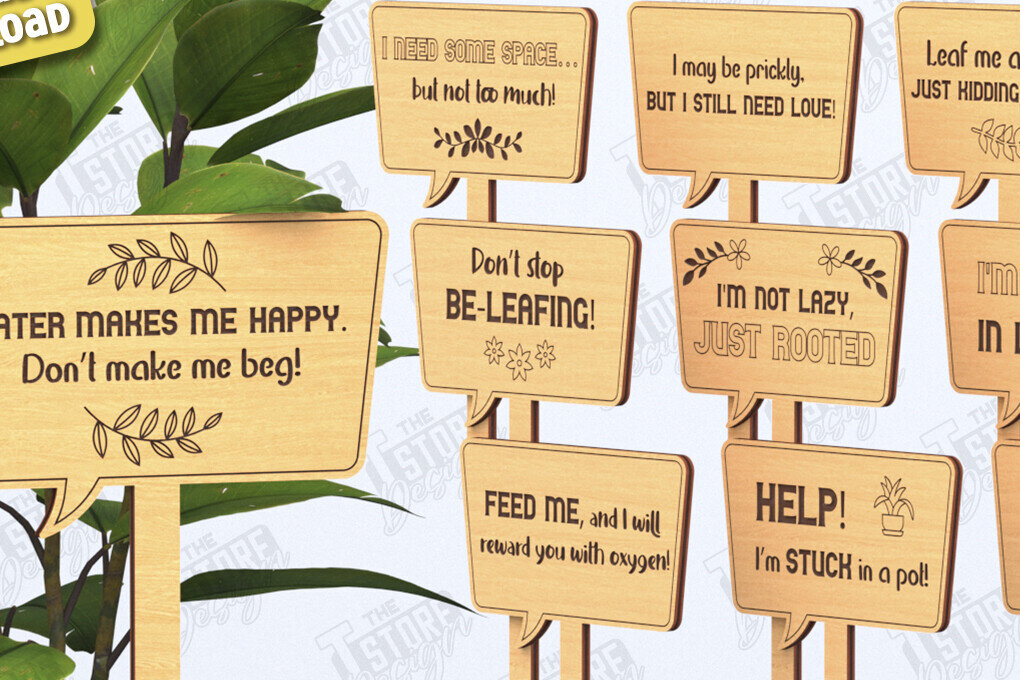 Σετ των 2 Intra απο ξύλο plywood 3mm-4mm πάχος – Σετ πασσάλων φυτών | Αστεία χαρακτική με λέιζερ Δίασταση  20x20 cm INTRAFABR-119672470