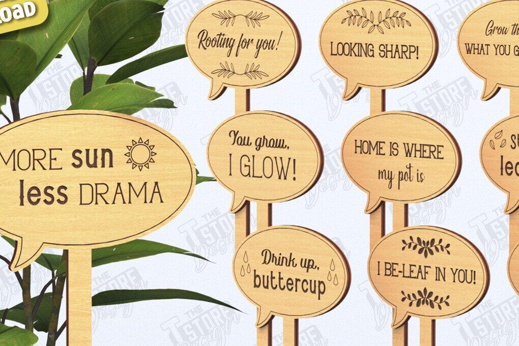 Σετ των 2 Intra απο ξύλο plywood 3mm-4mm πάχος – Σετ πασσάλων φυτών | Αστεία χαρακτική με λέιζερ Δίασταση  20x20 cm INTRAFABR-119672474