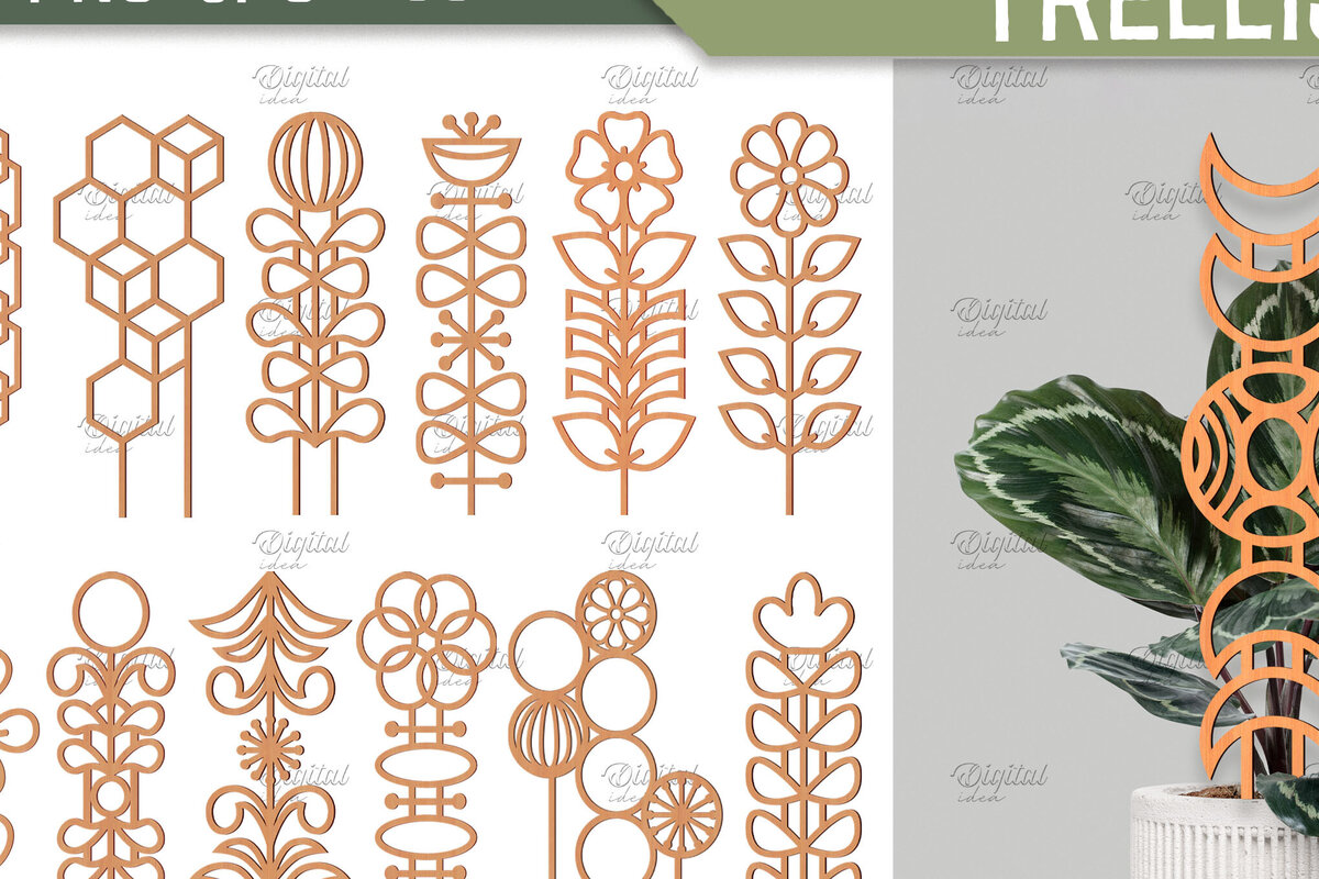 Σετ των 2 Intra απο ξύλο plywood 3mm-4mm πάχος – Φυτό Καφασωτό Πακέτο. Stakes Lasercut Δίασταση  20x20 cm INTRAFABR-85217418