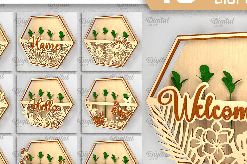 Σετ των 2 Intra απο ξύλο plywood 3mm-4mm πάχος – Πακέτο με επίτοιχη οθόνη φυτών Δίασταση  20x20 cm INTRAFABR-93308318