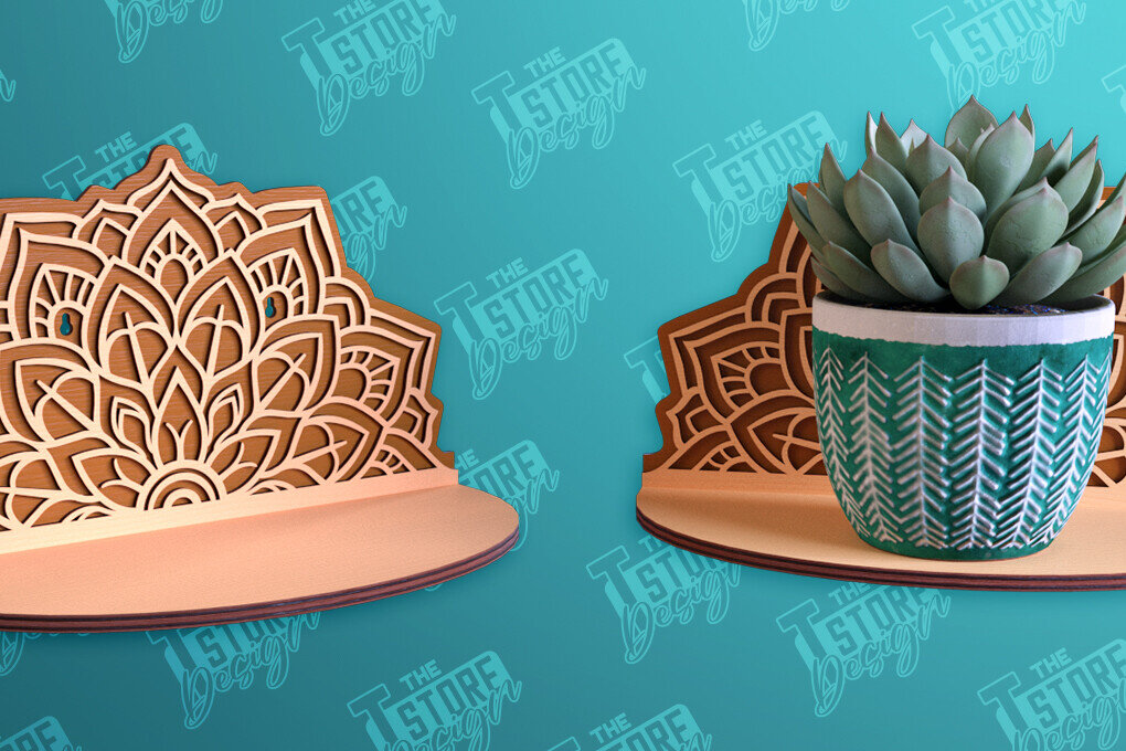 Σετ των 2 Intra απο ξύλο plywood 3mm-4mm πάχος – Ράφι τοίχου φυτών | Θήκη για γλάστρα Δίασταση  40x30 cm INTRAFABR-95973076