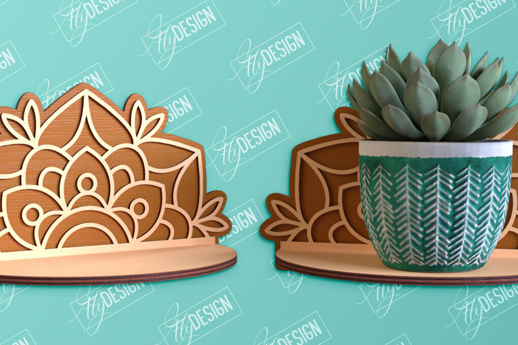 Σετ των 2 Intra απο ξύλο plywood 3mm-4mm πάχος – Κοπή λέιζερ ραφιών τοίχου φυτών | Διακόσμηση σπιτιού Δίασταση  40x30 cm INTRAFABR-95167546