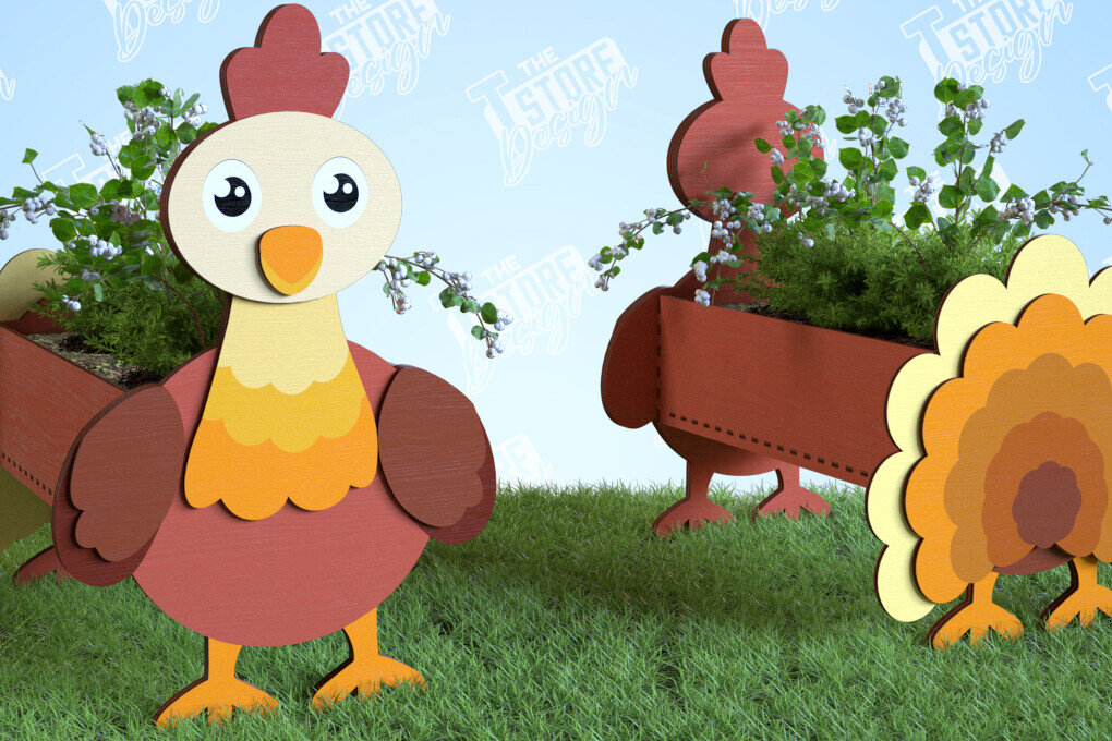 Σετ των 2 Intra απο ξύλο plywood 3mm-4mm πάχος – Φυτευτής Τουρκία | Flower Holder |Αρχείο CNC Δίασταση  20x20 cm INTRAFABR-99140443