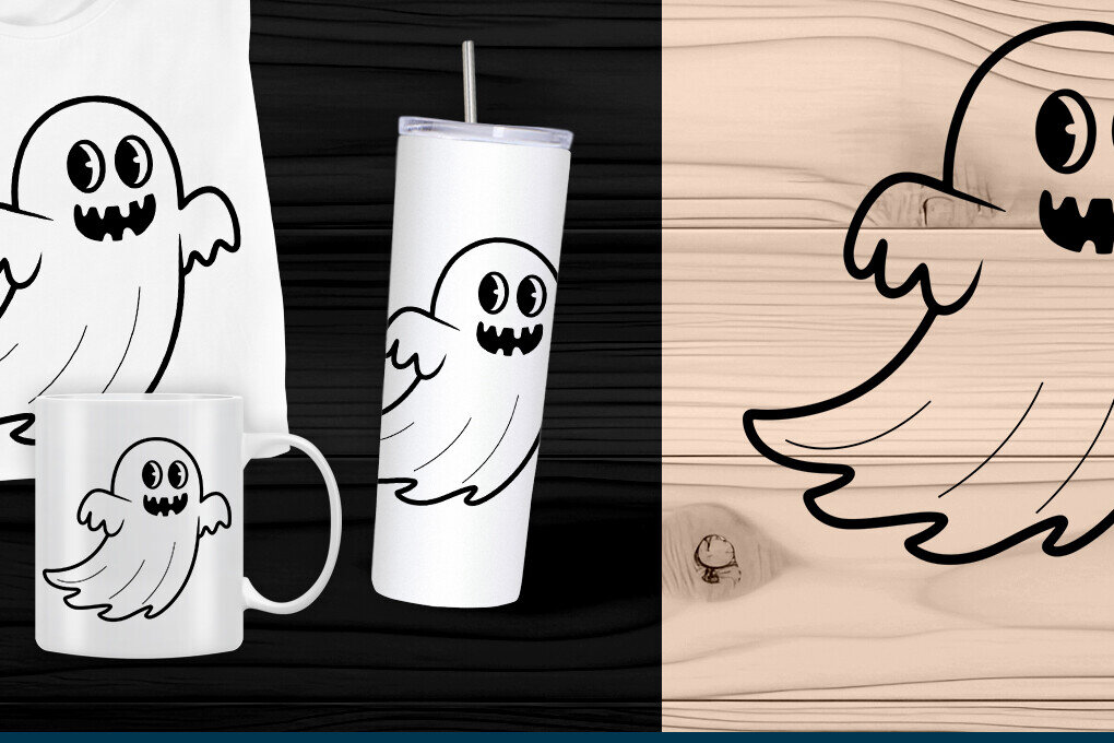 Σετ των 2 Intra απο ξύλο plywood 3mm-4mm πάχος – Παιχνιδιάρικο αρχείο Cartoon Ghost Cut Laser Δίασταση  20x20 cm INTRAFABR-107414775