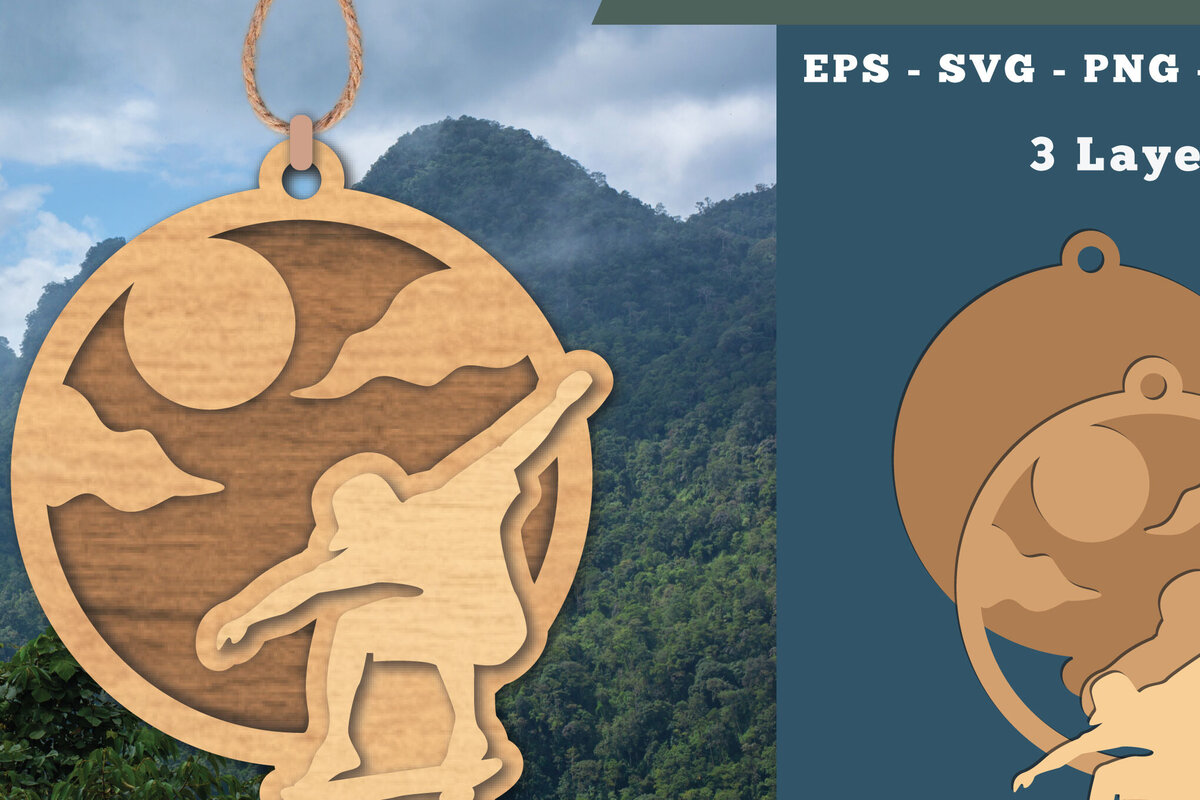 Σετ των 2 Intra απο ξύλο plywood 3mm-4mm πάχος – Παίζοντας Skateboard στολίδι Δίασταση  20x20 cm INTRAFABR-112013398