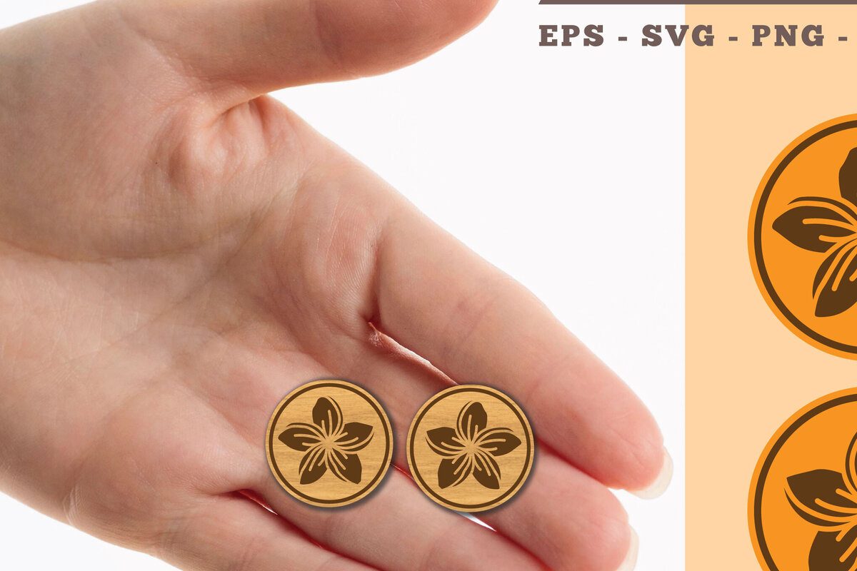 Σετ των 3 Intra απο ξύλο plywood 3mm-4mm πάχος – Σκουλαρίκια Plumeria Flower Δίασταση  5x5 cm INTRAFABR-102677846