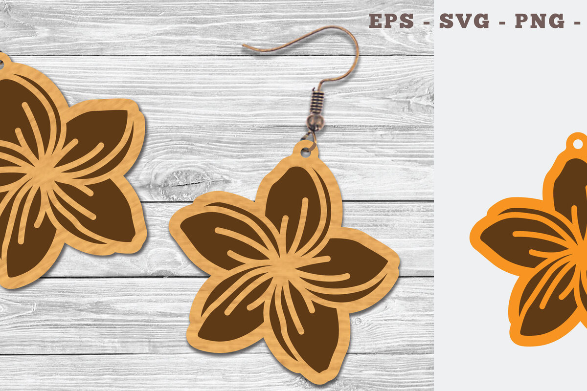 Σετ των 3 Intra απο ξύλο plywood 3mm-4mm πάχος – Σκουλαρίκια Plumeria Flower Δίασταση  5x5 cm INTRAFABR-106749061