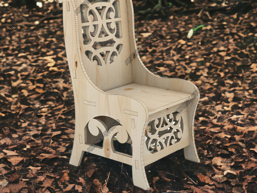 Σετ των 2 Intra απο ξύλο plywood 3mm-4mm πάχος – Μίνι ντεκόρ καρέκλας από κόντρα πλακέ - διανυσματικά σχέδια Δίασταση  20x20 cm INTRAFABR-92958215