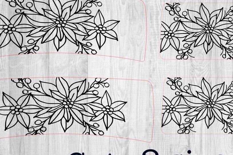 Σετ των 2 Intra απο ξύλο plywood 3mm-4mm πάχος – Topper με κλιπ μαλλιών Poinsettia Δίασταση  20x20 cm INTRAFABR-80093704