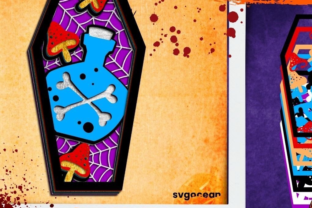 Σετ των 2 Intra απο ξύλο plywood 3mm-4mm πάχος – Poison Coffin 3D Δίασταση  20x20 cm INTRAFABR-36604059