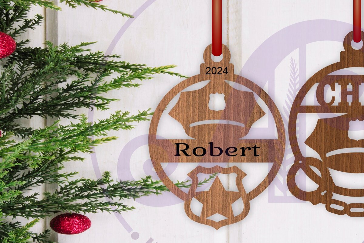 Σετ των 2 Intra απο ξύλο plywood 3mm-4mm πάχος – Αστυνομικό Χριστουγεννιάτικο Στολίδι Δίασταση  20x20 cm INTRAFABR-106349935