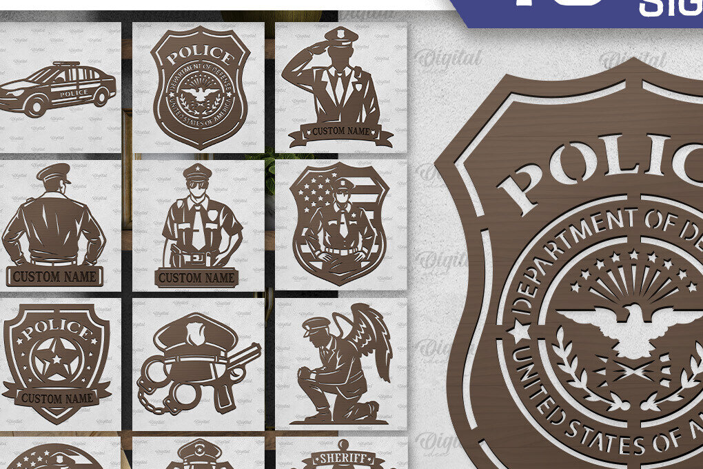 Intra απο ξύλο plywood 3mm-4mm πάχος – Δέσμη κοπής με λέιζερ επιγραφές τοίχου αστυνομίας Δίασταση  40x30 cm INTRAFABR-98464316