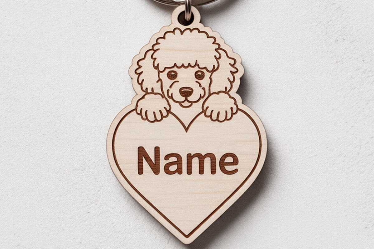 Σετ των 3 Intra απο ξύλο plywood 3mm-4mm πάχος – Μπρελόκ για Poodle Dog Δίασταση  5x5 cm INTRAFABR-122245001