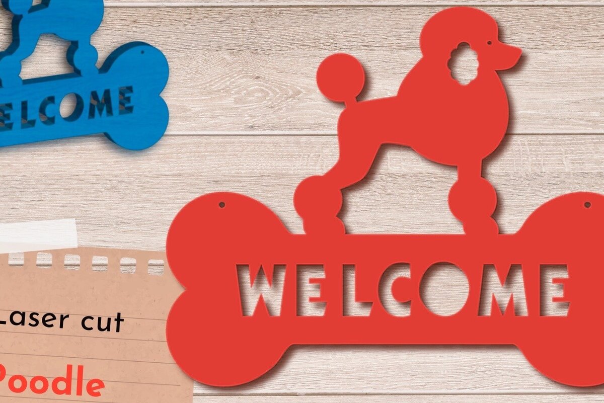 Σετ των 2 Intra απο ξύλο plywood 3mm-4mm πάχος – Σημάδι καλωσορίσματος σκύλου κανίς, Πόρτα ιδιοκτήτη σκύλου Δίασταση  20x20 cm INTRAFABR-80602926