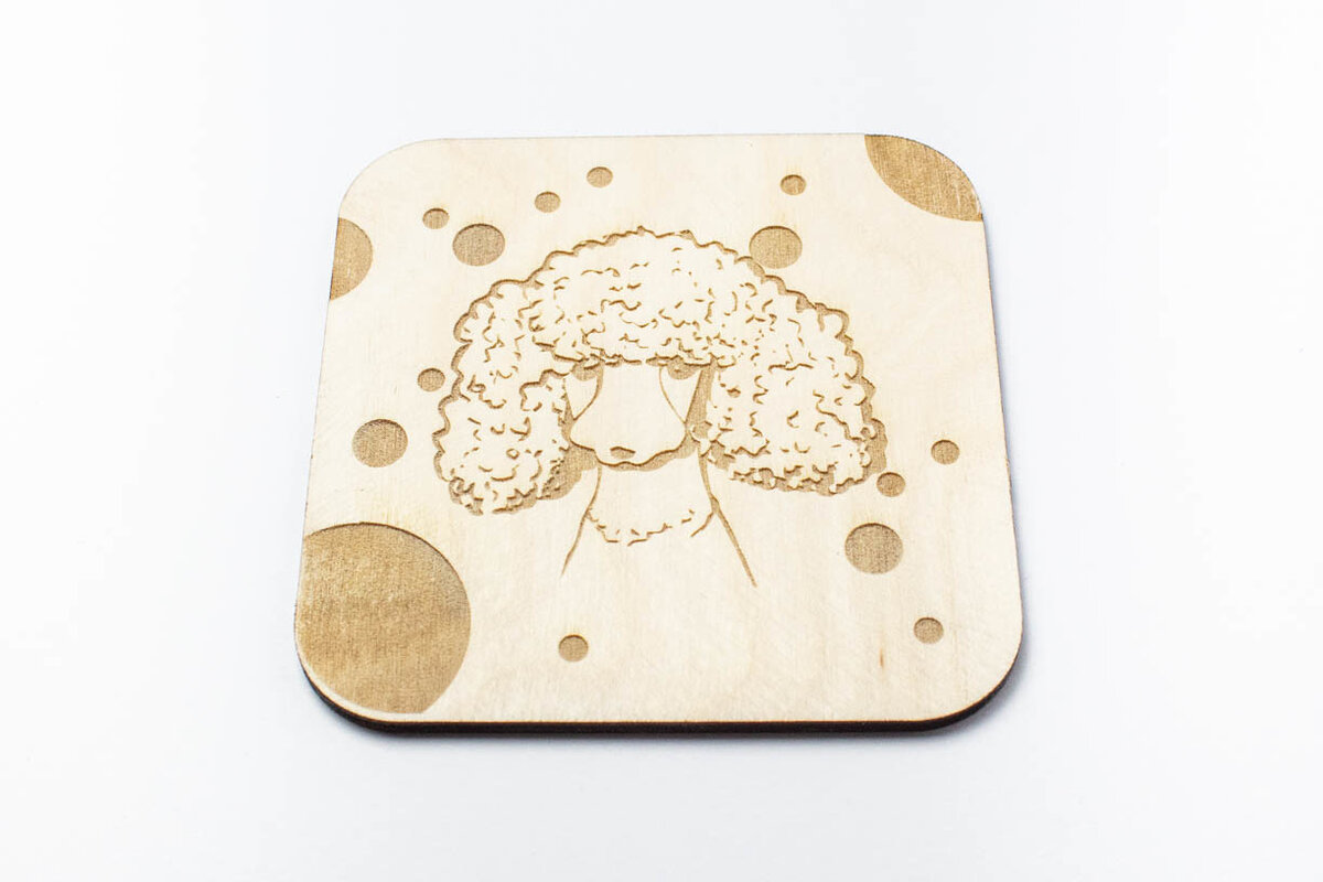 Σετ των 2 Intra απο ξύλο plywood 3mm-4mm πάχος – Σουβέρ με κεφάλι κανίς, χαραγμένο Δίασταση  20x20 cm INTRAFABR-66210351