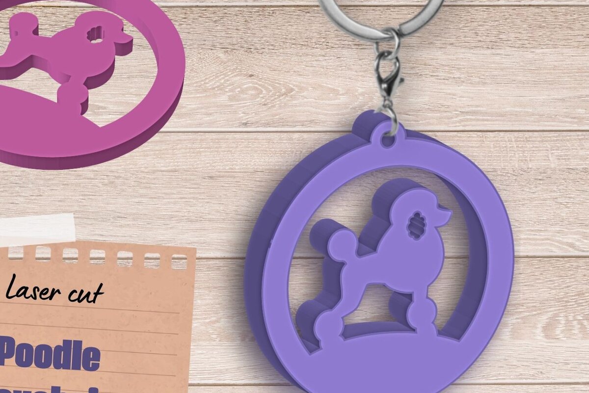 Σετ των 3 Intra απο ξύλο plywood 3mm-4mm πάχος – Μπρελόκ Poodle, Δώρο Dog Lovers, Γούρι Δίασταση  5x5 cm INTRAFABR-91734701