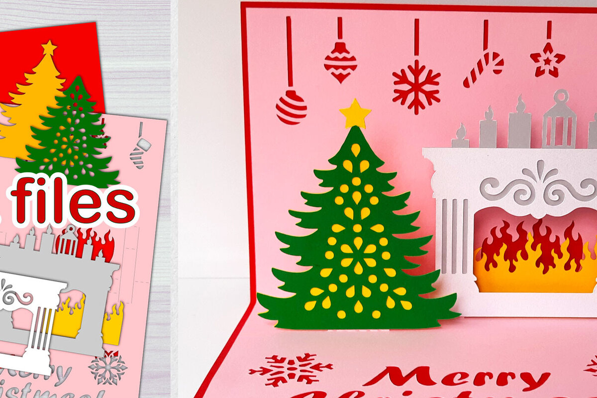 Σετ των 2 Intra απο ξύλο plywood 3mm-4mm πάχος – Αναδυόμενο πρότυπο χριστουγεννιάτικων καρτών Δίασταση  20x20 cm INTRAFABR-84318650