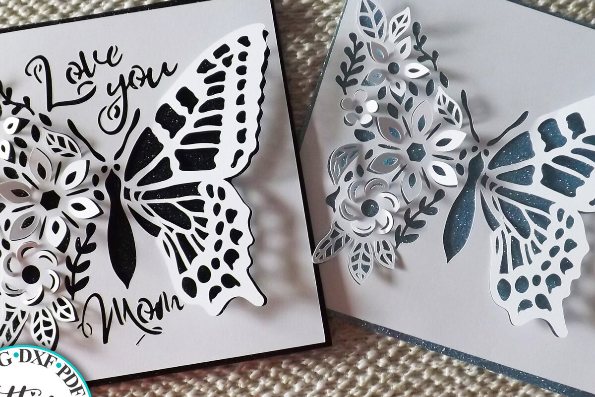 Σετ των 2 Intra απο ξύλο plywood 3mm-4mm πάχος – Pop Up Floral Butterfly Mothers Day Δίασταση  20x20 cm INTRAFABR-11252527
