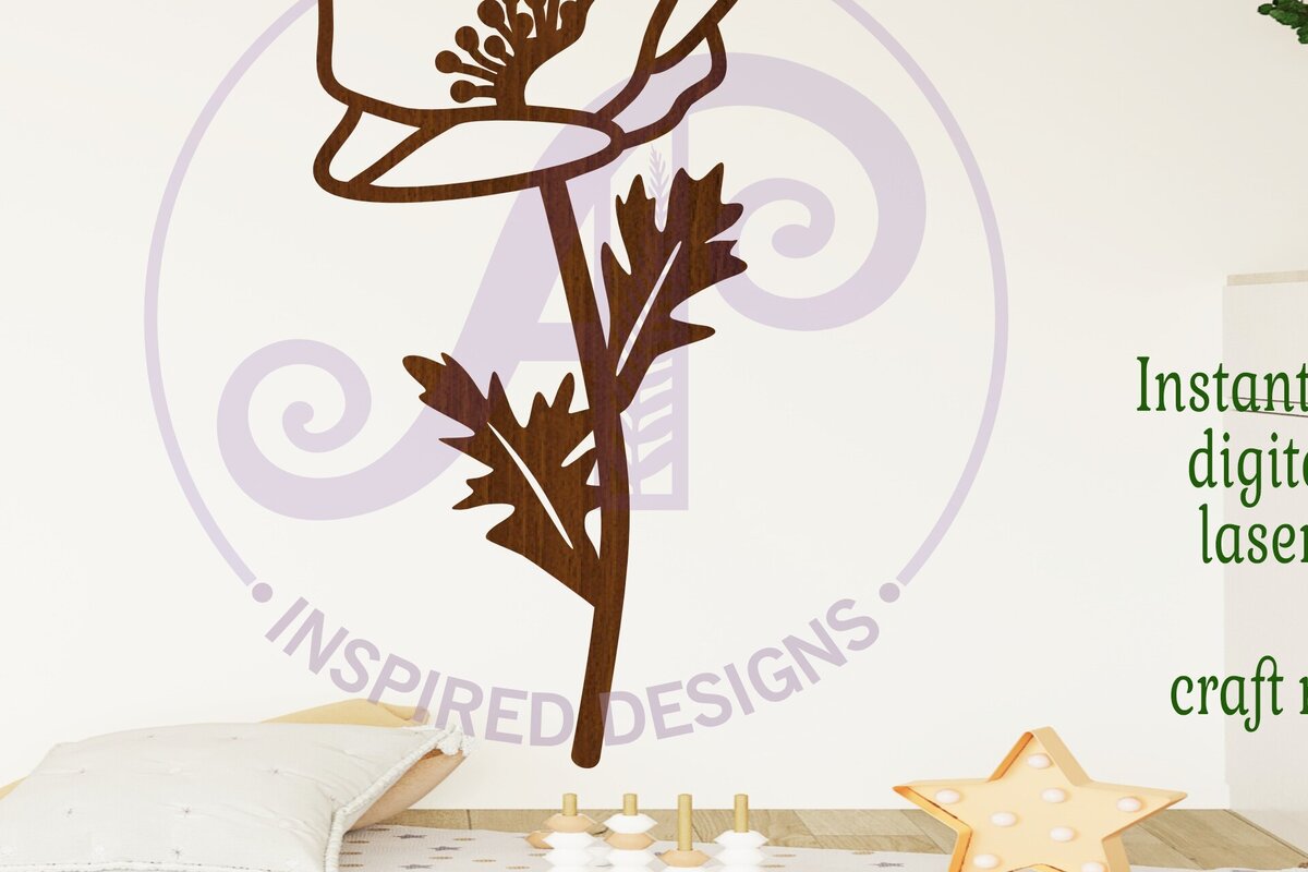 Intra απο ξύλο plywood 3mm-4mm πάχος – Πινακίδα τοίχου Poppy Flower Δίασταση  40x30 cm INTRAFABR-104204932