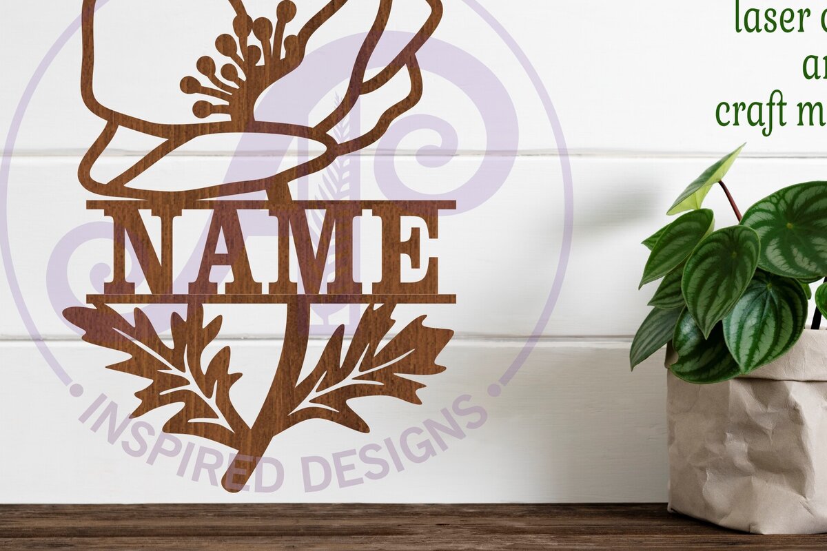 Σετ των 2 Intra απο ξύλο plywood 3mm-4mm πάχος – Πινακίδα ονόματος παπαρούνας Πρότυπο κοπής λέιζερ Δίασταση  20x20 cm INTRAFABR-78906519