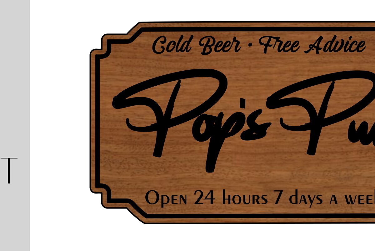 Intra απο ξύλο plywood 3mm-4mm πάχος – Pop's Pub Sign Δίασταση  40x30 cm INTRAFABR-12028324