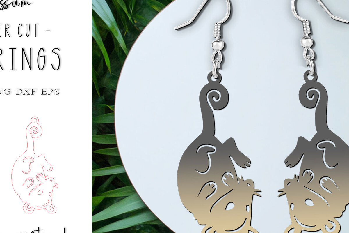 Σετ των 3 Intra απο ξύλο plywood 3mm-4mm πάχος – Possum Animal Earrings Design Cut Laser Δίασταση  5x5 cm INTRAFABR-120857729