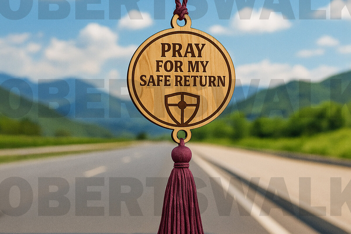 Σετ των 2 Intra απο ξύλο plywood 3mm-4mm πάχος – Pray for My Safe Return – Κρεμάστρα αυτοκινήτου Δίασταση  20x20 cm INTRAFABR-124433632