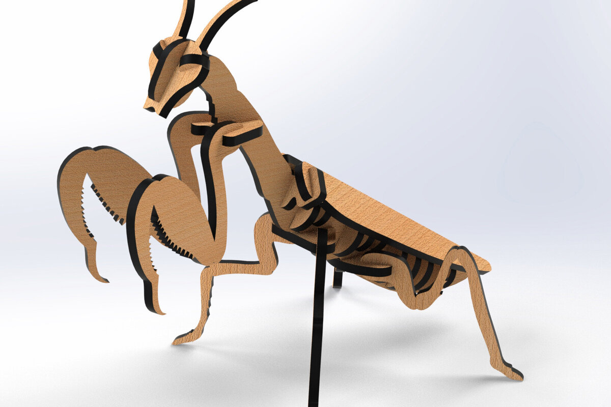 Σετ των 2 Intra απο ξύλο plywood 3mm-4mm πάχος – Αρχεία λέιζερ τρισδιάστατων ζώων Praying Mantis Δίασταση  20x20 cm INTRAFABR-79733305
