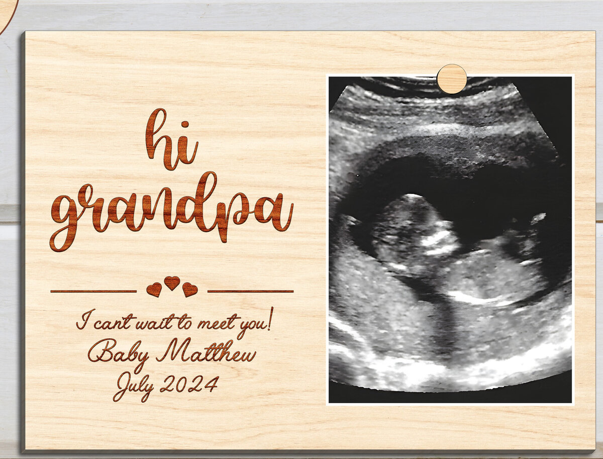 Σετ των 2 Intra απο ξύλο plywood 3mm-4mm πάχος – Ανακοίνωση εγκυμοσύνης παππούς Δίασταση  20x20 cm INTRAFABR-97023179