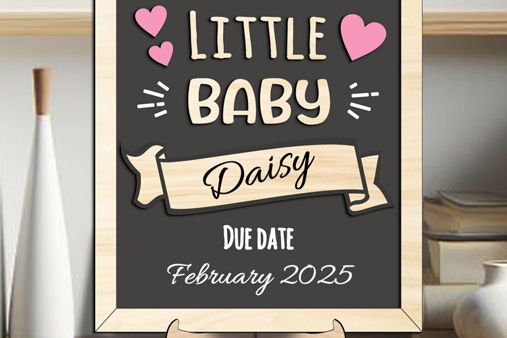 Intra απο ξύλο plywood 3mm-4mm πάχος – Pregnancy Reveal Frame Board Laser Δίασταση  45x45 cm INTRAFABR-105811462