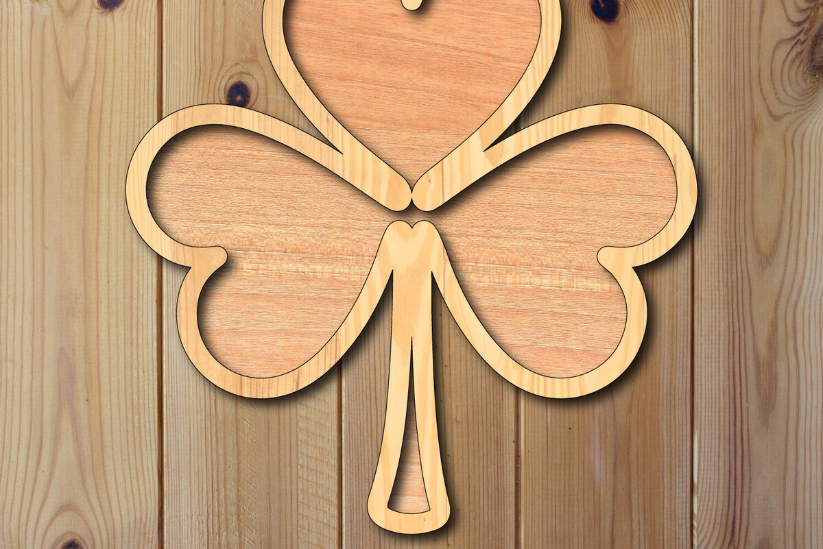 Σετ των 2 Intra απο ξύλο plywood 3mm-4mm πάχος – Premium  κοπής με λέιζερ τριφύλλι Δίασταση  20x20 cm INTRAFABR-118145412