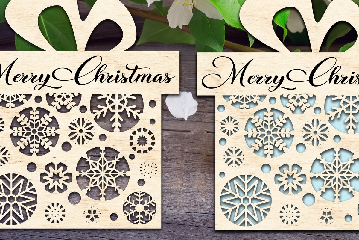 Σετ των 2 Intra απο ξύλο plywood 3mm-4mm πάχος – Δώρο Χριστουγεννιάτικη πινακίδα W/Nowflakes Δίασταση  20x20 cm INTRAFABR-35105150