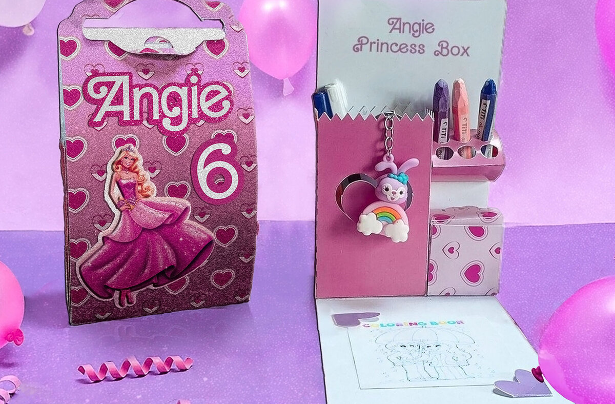 Σετ των 2 Intra απο ξύλο plywood 3mm-4mm πάχος – Κουτί δώρου Princess Activity Stationary Δίασταση  20x20 cm INTRAFABR-110059142