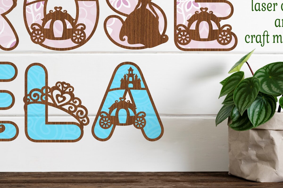 Σετ των 2 Intra απο ξύλο plywood 3mm-4mm πάχος – Princess Alphabet Σετ 78 Γραμμάτων Δίασταση  20x20 cm INTRAFABR-76334621