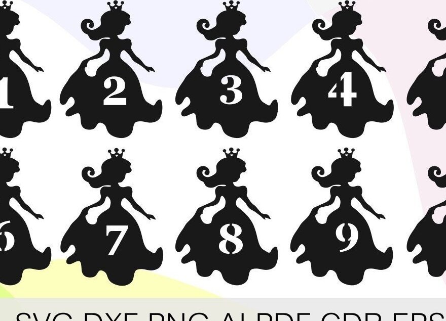 Σετ των 2 Intra απο ξύλο plywood 3mm-4mm πάχος – Princess Birthday Numbers, Cupcakes Δίασταση  20x20 cm INTRAFABR-33200934