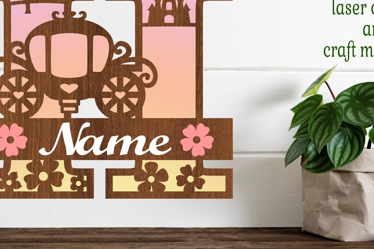 Σετ των 2 Intra απο ξύλο plywood 3mm-4mm πάχος – Πριγκίπισσα Μονόγραμμα Επιστολή H Αποκοπή αρχείου Δίασταση  20x20 cm INTRAFABR-76568011